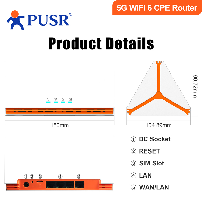 PUSR Global 4G/5G Dual Band Wi - 4G Router Sim Card Slot Gigabit 评论和价格