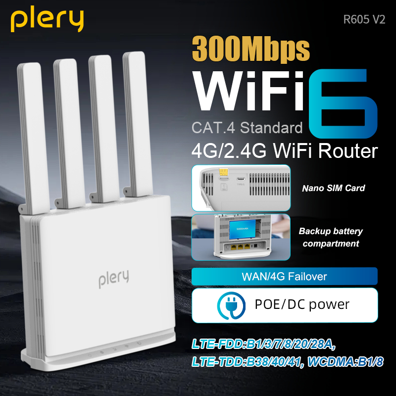 Plery R605 V2 4G LTE CAT4 WiFi - 4G Router With Poe Wan 评论和价格